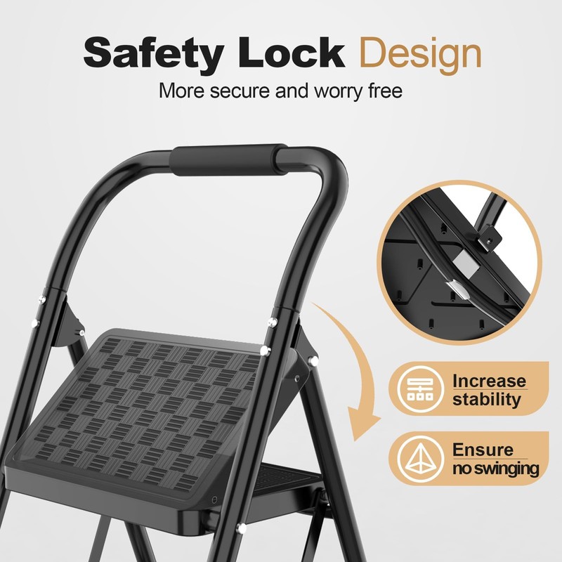 HBTower 2 Step Ladder, Step Stool for Adults,2 Step Ladder