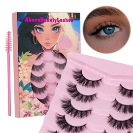 AKARA False Eyelashes Faux Mink Fluffy Eye Lashes Cat Eye Natural Look Wispy Lashes 3D Fox Eyelash Extensions 7 Pairs Pack-BN10