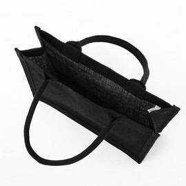 XGOPTS Shopping Bag Retro Hessian Shopping Bag Reusable Waterproof Handbag for Shopping Carry Bag Environmentally Friendly Natural Jute Bag Portable Foldable Shopping Bag Women, black