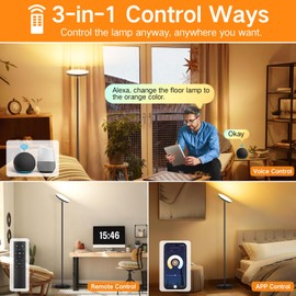 OUTON Smart LED Floor Lamp, 30W/3000LM Dimmable Bright Torchiere Sky Lamp Compatible with Alexa Google Home, WiFi Remote, Tall Standing Lamp with 4 Color Temperature for Living Room Bedroom Office
