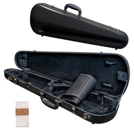MI&VI NG-7002SCC Classic Hard-Shell Fiberglass Shaped Violin Case 4/4 (Full Size) Polish Cloth Included | Adjustable Straps | 4.5lb Light | Tough Shell (Black)