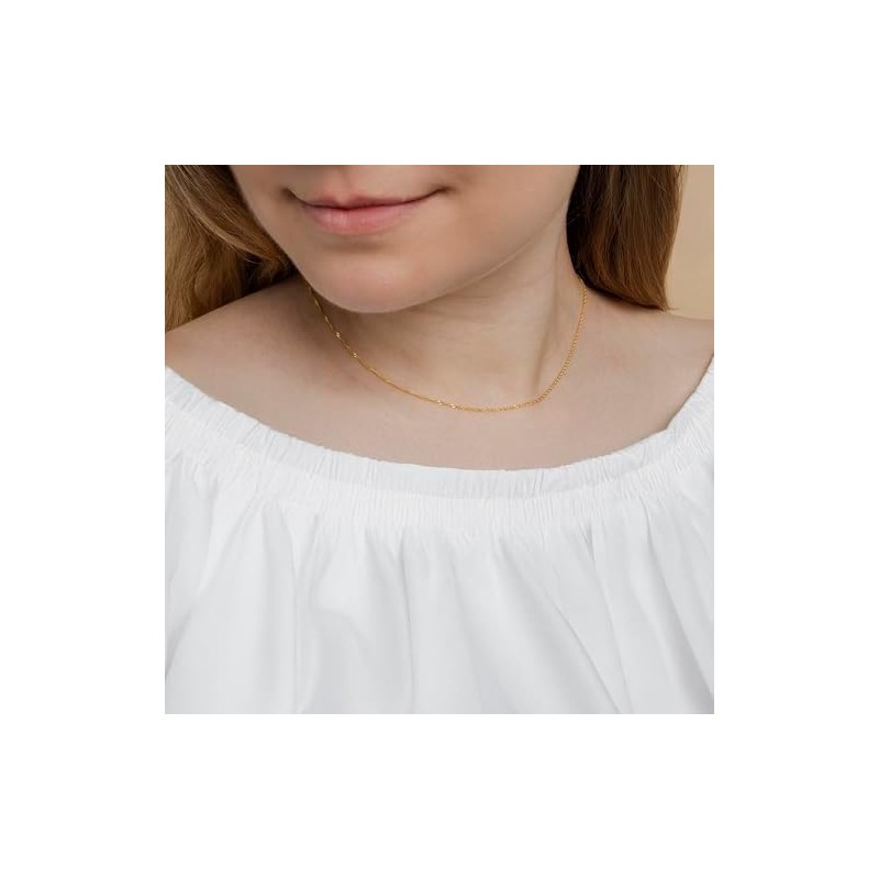 Amberta Cadenas Plata Hombre Mujer Collar Fino Singapur Veneciano Paperclip