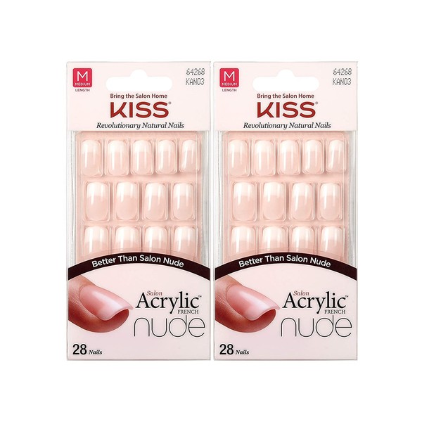 KISS Salon Acrylic French Nude 28 Nails (2 Pack) KAN03