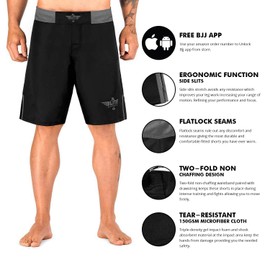 Elite Sports NEW ITEM Black Jack Series Fight Shorts,Gray,X-Large
