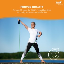 SISSEL® Fit-Tube Grün (stark) | Vielseitiges Fitnessgerät für Wellness & Muskelaufbau | Inkl. Übungsanleitung | Hygienische Flex-Griffe | Für alle Fitnesslevel