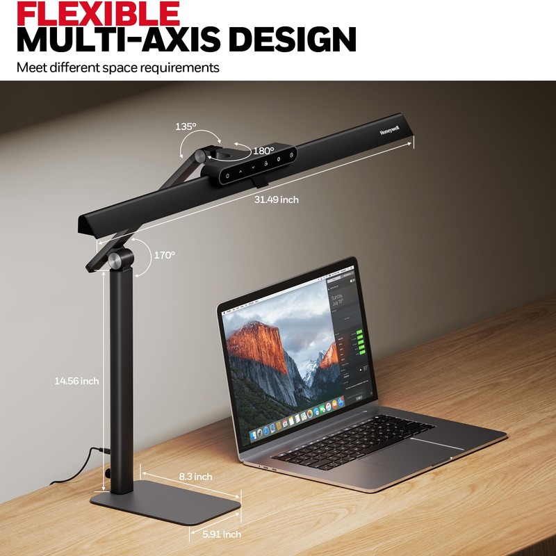 Honeywell LED Desk Lamp with Base - HJ1BK Sunturalux Eye-Caring
