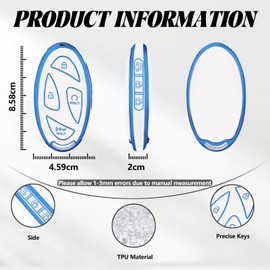 TOOMUME Car Key Cover TPU, Car Key Case Fit for Hyundai Tucson NX4 Kona SX2 Ioniq 6 Grandeur GN7 Grand Prix Azera Elantra Sonata, Protective Key Fob Cover Key Fob Case - Smart Key