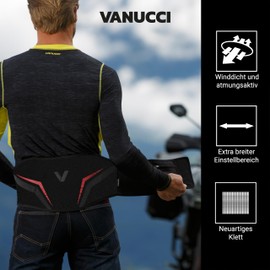 Vanucci Professional Kidney Belt Men & Women, Windproof & Breathable Kidney Belt Women & Men, Velcro Does Not Stick To Clothing, Kidney Belt Warming Thanks to Inner Lining, S-3XL