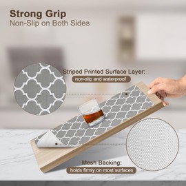 Non-Adhesive Drawer and Shelf Liner 12IN x 10FT，Non Slip Cabinet and Cupboard Liner, Kitchen Cabinet Liners for Shelves, Waterproof Drawer Shelf Liners for Cabinets/Bathroom Cupboard, Gray Quatrefoil