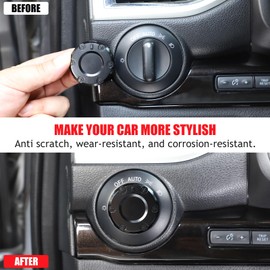 Moittellc Headlight Control Switch Knob Cover Trim Compatible with Nissan Titan 2016-2023, Aluminum Alloy Auto Head Lamp Switch Button Knob Cover Trim Accessories(Black-Headlight)