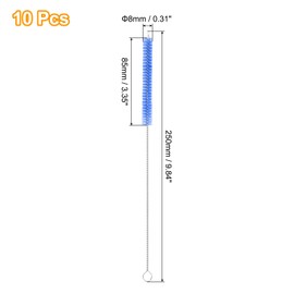 uxcell 10Pcs Drinking Straw Cleaning Brushes, 10" x 2/8" Nylon Bristles Long Straw Brush Pipe Cleaner for Washing Straws Pot Spout, Sippy Cup, Bottle and Tube (Blue)