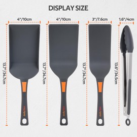 Onlyfire Nylon BBQ Griddle Accessories Kit, 2Pcs Griddle Spatulas, Grill Scoop and Kitchen Tong, BBQ Tools for Grilling & Outdoor Cooking, Dishwasher Safe