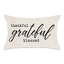 Oblong Throw Pillows for Bed Couch Farmhouse Throw Pillows Case 12x20 Throw Pillows with Sayings Thankful Grateful Blessed Decor for Living Room Bedroom Farmhouse Pillow Covers Ideas