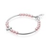 Luxury Child Banglet Bracelet with Silver Cross and Pink Pearls