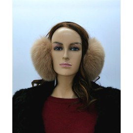 Hima 100% Real Fox Fur Earmuffs (Camel) Made in New York