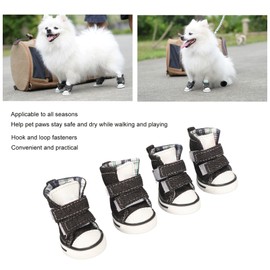 4pcs Canvas Puppy Shoes Fashion Cute All Seasons Breathable Slip Resistance Pet Sport Shoes for Small Dogs Pets 5#