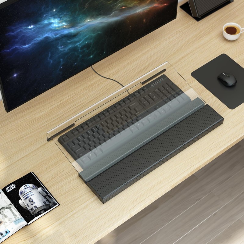 Kovesayi Acrylic Keyboard Stand with Ergonomic PU Leather Wrist Rest