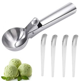 Premium Ice Cream Scoop Set,Ice Cream Scoop with Trigger,Ice Cream Scooper,Ice Cream Spoon,Heavy Duty Metal Icecream Scoop Spoon Dishwasher Safe,Icecream Scoop Spoon Perfect for DIY Fruit,Cookie