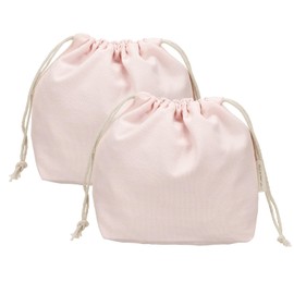 sourcing map 2 Pcs Drawstring Makeup Bag, 7.3" Canvas Cosmetic Bag Women's Make Up Bags Toiletry Organizer Pouch for Travel Toiletries Accessories, Pink