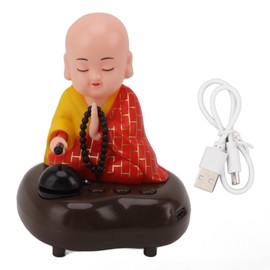 Little Monk Figurine USB Charging 6 Songs Music LED Nodding Chinese Little Buddha Monk Statue Car Ornament Home Decorations