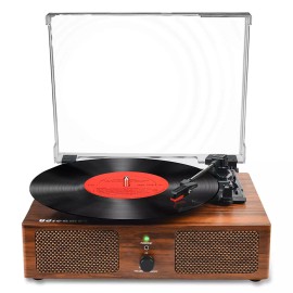 Udreamer Vintage Bluetooth Turntable Record Player with Built-in Speakers RCA Output