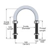 U-Bolt M6 x 60 mm Thread, 44 mm Inside Diam,