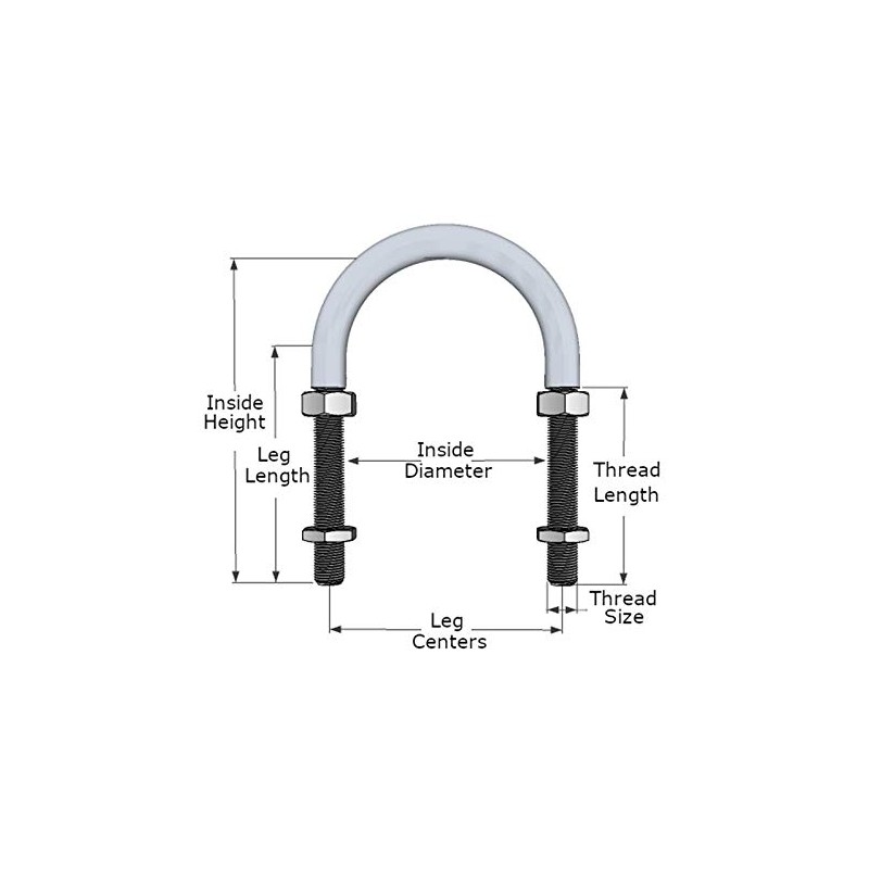 U-Bolt M6 x 60 mm Thread, 44 mm Inside Diam,