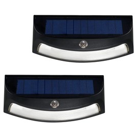 Solar Powered Step Lights (2-Pack) - Elegant Curved Modern Design with 4 LED. Energy efficient Constant Lighting Mode Provides Soft, White Light. Great for porches, Steps and Landscaping(Black)