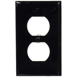 Leviton 1-Gang Duplex Device Receptacle Wallplate, Standard Size, Thermoplastic Nylon, Device Mount, 80703-E, Black