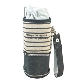 At First AF6080 Cold Insulated Plastic Bottle Case, 2-Way Knit Border, Gray, Approx. Diameter 3.1 x Height 8.3 inches (8 cm) x 8.3 inches (21 cm)