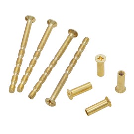 VINLIN 4 Piece Gold Colour M4 Door Handle Through Fixing Bolt Connecting Screws and Sleeve for UPVC Windsor Door Handle Sets Knob Escutcheon Others Brass Color