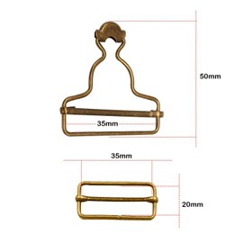 Trimming Shop 35mm Metal Dungaree Buckles with Tri-Glide Sliders & Jean Buttons – Heavy-Duty Fasteners for Overalls, Braces, Jackets, Pinafores, Bag Making & Sewing Projects, Bronze, 10pcs Set