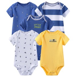 Chamie Newborn Baby Bodysuit Pants caps Mittens Short Sleeve Baby Clothes for Boys and Girls Cute 5 Pack