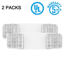 SPECTSUN Emergency Light White, Commercial Emergency Light with Battery Backup, White Emergency Light Home/Emergency Light Fixture/Emergency Sign/Emergency Light Fixture - 2 Pack (Square Head)