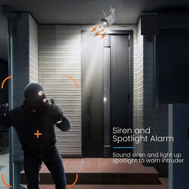 ieGeek Wireless 2K Solar Powered Outdoor Security Cameras with Spotlight
