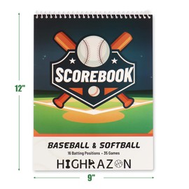 HIGHRAZON Baseball/Softball Scorebook, 35 Games -16 Player Score Keeping Book for Stats, 12" x 9" Baseball Score Book for Coaches, Youth, Little League,Scorekeepers and Family