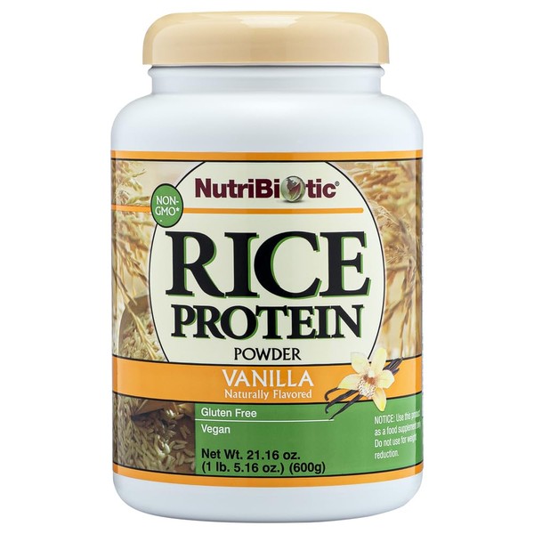 NutriBiotic – Vanilla Rice Protein, 1 Lb 5 Oz (600g) | Low Carb, Keto-Friendly, Vegan, Raw Protein Powder | Grown & Processed without Chemicals, GMOs or Gluten | Easy to Digest & Nutrient-Rich