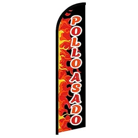 Pollo Asado Windless Banner Advertising Flag - Great for Businesses, Shops, Stores