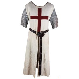 Hayat handicrafts Medieval Knight Crusader Maroon Templar Off-White Tunic Costume Renaissance SCA Size(S-6XL), White, XXXXX-Large