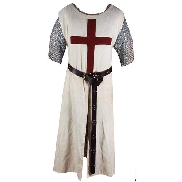 Hayat handicrafts Medieval Knight Crusader Maroon Templar Off-White Tunic Costume