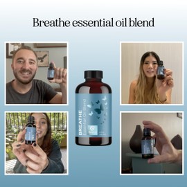 Breathe Essential Oil for Diffuser - Invigorating and Refreshing Breathe Essential Oil Blend with Eucalyptus Peppermint Tea Tree and Mint for Diffusers for Home and Shower Aromatherapy (4 Fl Oz)