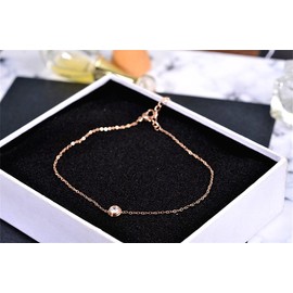 Kim Johanson Stainless Steel Women's Anklet White Diamond in Rose Gold with Zirconia Stones and a Strong Lobster Clasp Including Jewellery Bag, Zirconia