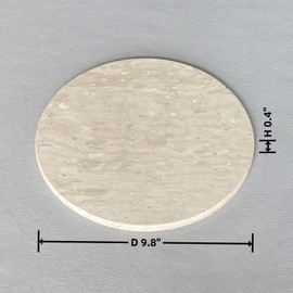 StonePlus Natural Round Marble Tray Matte Polishing Board Circular Plate Home Decor (Beige Travertine)