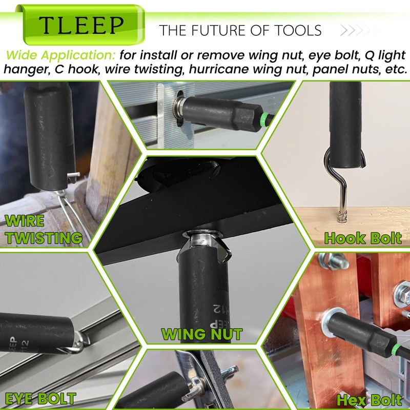 TLEEP Wing Nut Driver 1/2" 9mm 12mm 15mm 19mm and
