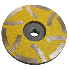 JDK 4 Inch Diamond Resin Filled Cup Wheel Grinding Wheel Insert 12pcs Segments with Thread 5/8“-11 for Granite Stone and Tiles (Medium)