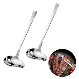 2 Pack Heavy-Duty 304 Stainless Steel Soup Ladle with Pouring Edge - 8.5 Inch Gravy & Sauce Serving Spoon, Dishwasher Safe for Cooking, Baking, Kitchens & Catering