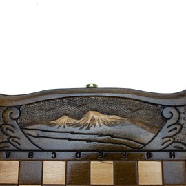 Handmade 3 in 1 Walnut Wood Chess Set 11.8 inch - Backgammon, Checkers - High Detail Unique Board Game from Armenia Europe