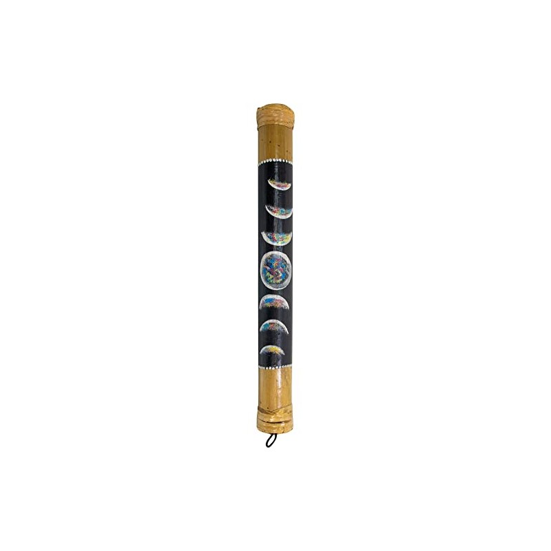 16" Handmade & Painted Bamboo Rainstick Moon Phases Ethically made