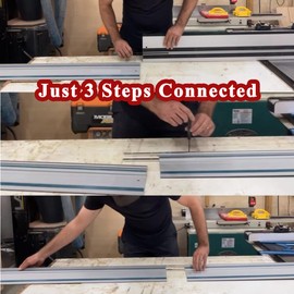 Guide Rail Connector Kit 71358 for Festool Track Saw Long Cuts, 482107 Also Compatible with Makita, Fit for DeWalt, Triton in Integrated Guide Rail T-Slots for Secure Cutting, 2 Pack, Black