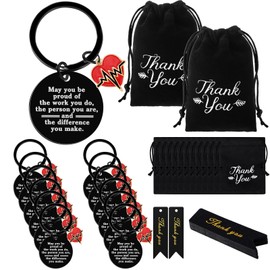 Henoyso 36 Pcs Nurse Appreciation Gifts Keychain Bulk Thank You Gifts for Women Nurses Day Medical Assistant Pharmacist(Black)